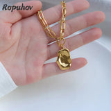 Ropuhov 925 Silver Needle Retro Double-layer Metal Steel Necklace