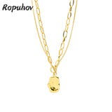 Ropuhov 925 Silver Needle Retro Double-layer Metal Steel Necklace