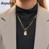 Ropuhov 925 Silver Needle Retro Double-layer Metal Steel Necklace