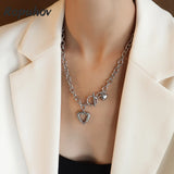 Ropuhov 925 Silvery Needle French Style Peach Heart Ot Buckle Love Necklace
