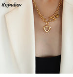 Ropuhov 925 Silvery Needle French Style Peach Heart Ot Buckle Love Necklace