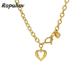 Ropuhov 925 Silvery Needle French Style Peach Heart Ot Buckle Love Necklace