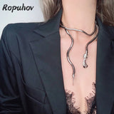 Ropuhov Snake Exaggerated Winding Neck Chain Metal Necklace
