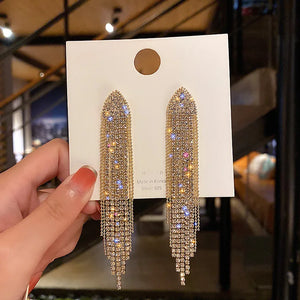 Rhinestone Earrings Chinese Tassel Dangle Drop Gift