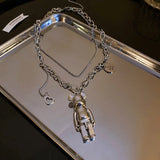 Ropuhov Woman Titanium Steel Circle Love Bear Necklace Hip-hop Clavicle Chain