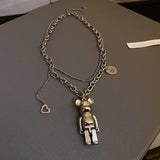 Ropuhov Woman Titanium Steel Circle Love Bear Necklace Hip-hop Clavicle Chain