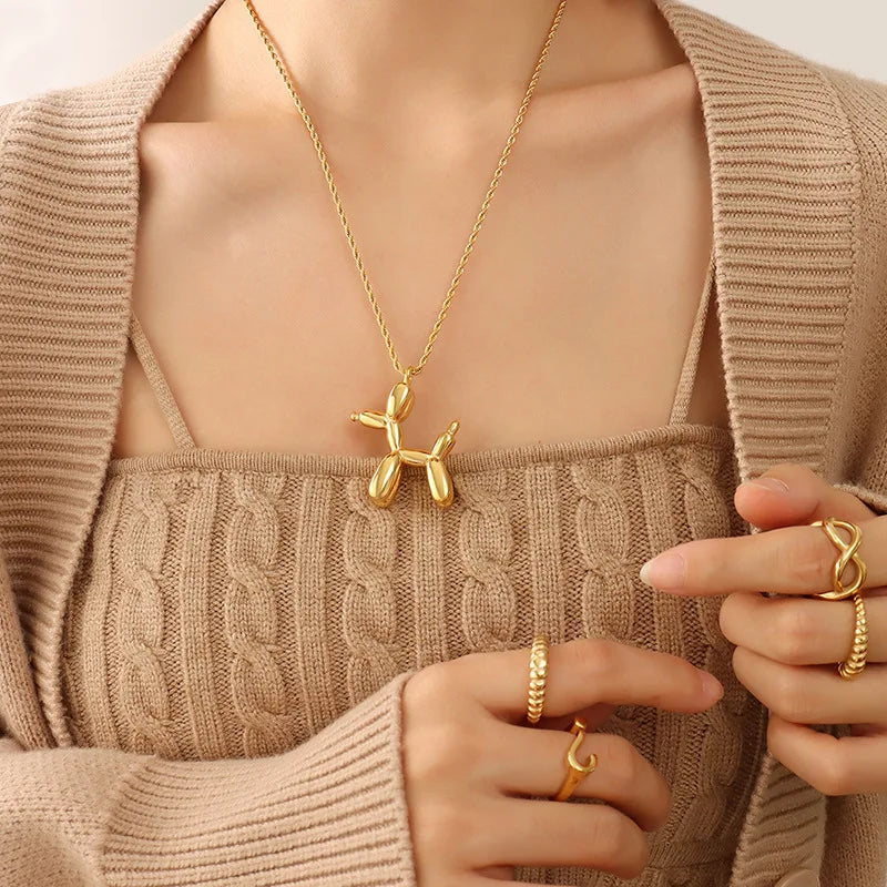 French Cross-border Selling Mechanical Dog Animal Pendant Necklace