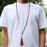 108 Gemstone Beads Rosary Bracelet with Tassels for Healing