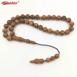 Muslim Tasbih Misbaha Bracelet Natural Light Brown Wood Islamic Prayer Beads