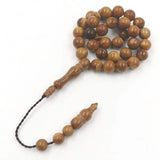Muslim Tasbih Misbaha Bracelet Natural Light Brown Wood Islamic Prayer Beads