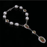 Green St. Jude Pearl Rosary Bracelet