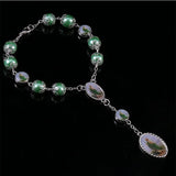 Green St. Jude Pearl Rosary Bracelet