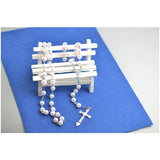 Silver Rosary Necklace with Gray Crucifix Pendant