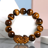 8-16mm Tiger Eyes Stone Pixiu Bracelet Chinese Lucky Goods Beast Jewelry