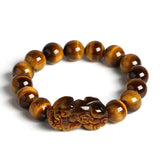 8-16mm Tiger Eyes Stone Pixiu Bracelet Chinese Lucky Goods Beast Jewelry