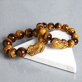 8-16mm Tiger Eyes Stone Pixiu Bracelet Chinese Lucky Goods Beast Jewelry