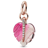 Rose Bff Dinosaur Family Heart Key Leaf Pendant Charm Fit Europe Bracelet
