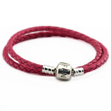 Rose Clasp Leather Bracelets 925 Sterling Silver Jewelry