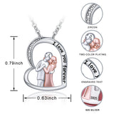 Rose Couple Heart Love Pendant Chain 925 Sterling Silver Husband Wife Necklace
