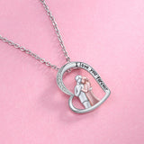 Rose Couple Heart Love Pendant Chain 925 Sterling Silver Husband Wife Necklace