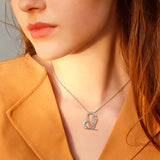 Rose Couple Heart Love Pendant Chain 925 Sterling Silver Necklace