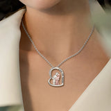 Rose Couple Heart Love Pendant Chain 925 Sterling Silver Husband Wife Necklace