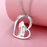 Rose Couple Heart Love Pendant Chain 925 Sterling Silver Husband Wife Necklace