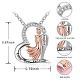 Rose Couple Heart Love Pendant Chain 925 Sterling Silver Necklace