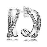 Rose Droplets Heart Entwined Earring Hoops 925 Sterling Silver Earrings