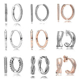 Rose Droplets Heart Entwined Earring Hoops 925 Sterling Silver Earrings