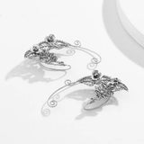 Rose Elf Ear Cuff Metal Hollow Earrings Punk Fairy No Piercing Ear Clip
