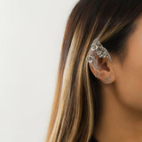 Rose Elf Ear Cuff Metal Hollow Earrings Punk Fairy No Piercing Ear Clip