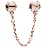Rose Heart Safety Chain Charm 925 Sterling Silver Beads Bracelet Jewelry