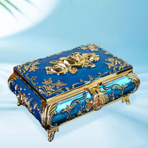 Blue Rose Engraved Trinket Box - Rustless Chest