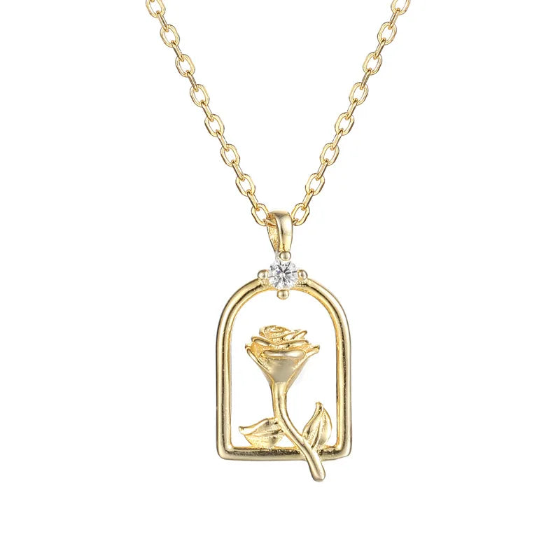 Rose Female Necklaces 925 Sterling Silver 18k Chain Necklace Gitf