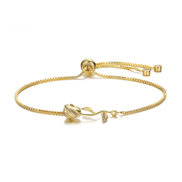 Beauty and Beast Rose Flower Bracelet for Women Wedding Bridal Jewelry