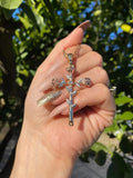 Rose Flower Cross Necklace Floral Pendant Cuban Chain Jewelry