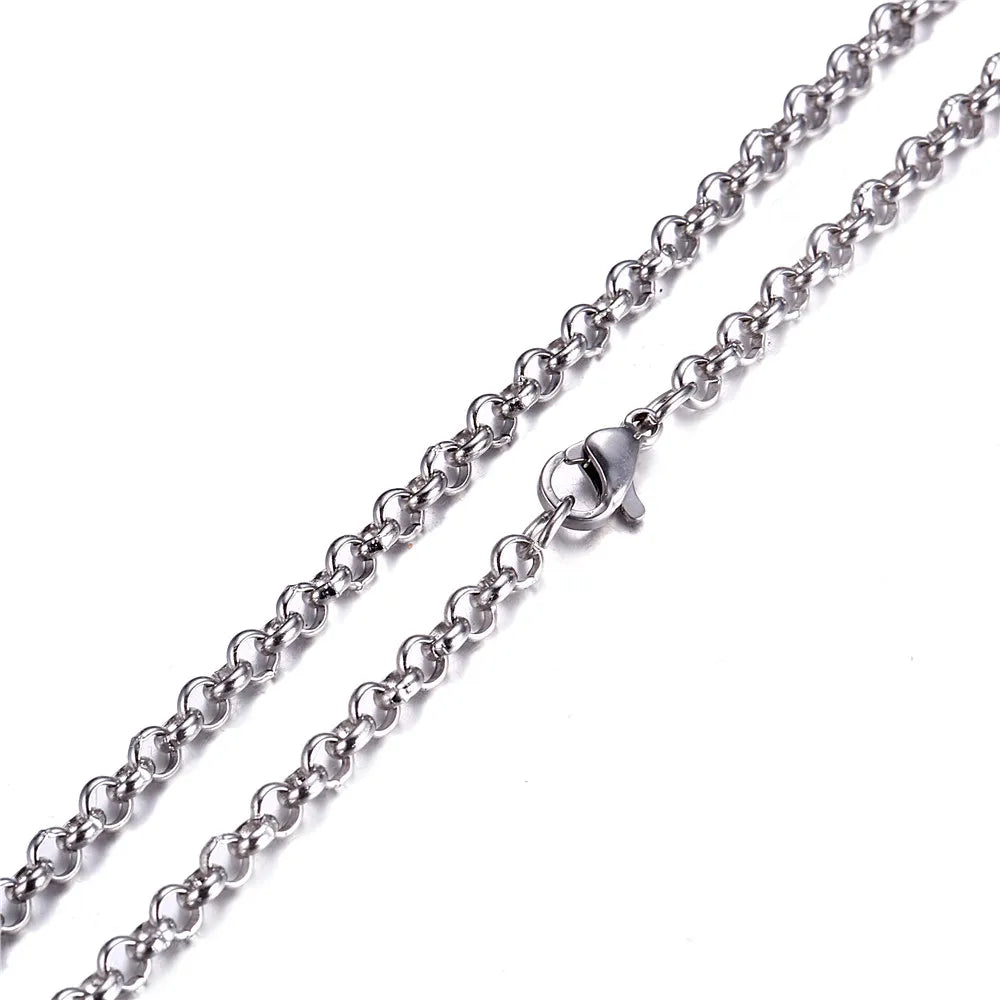 Rose Flower Vintage Stainless Steel Cross Pendant Necklaces for Women Men