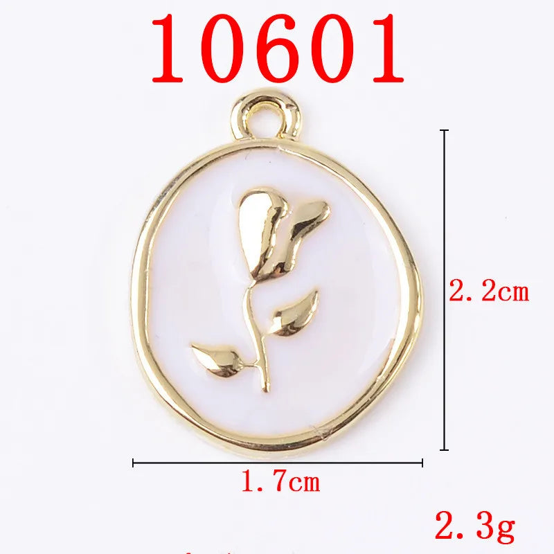 Rose Flower Enamel Charms for Jewelry Making 10pcs Vintage Drop Oil Earrings