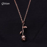 Rose Flower Necklace Silver Beauty Pendant Gift