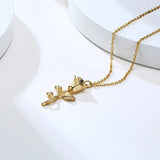 Rose Flower Pendant Necklace, Stainless Steel Unisex Jewelry