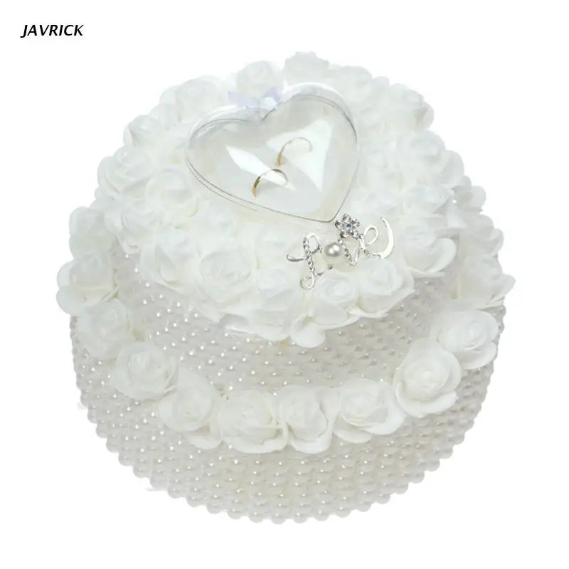 Rose Flower Ring Pillow Bride Groom Ring Setting