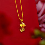 24k Yellow Plated Rose Flower Pendant Necklace for Women