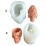 Rose Flower Skull 3D Candle Soap Mould DIY Candle Epoxy Mold
