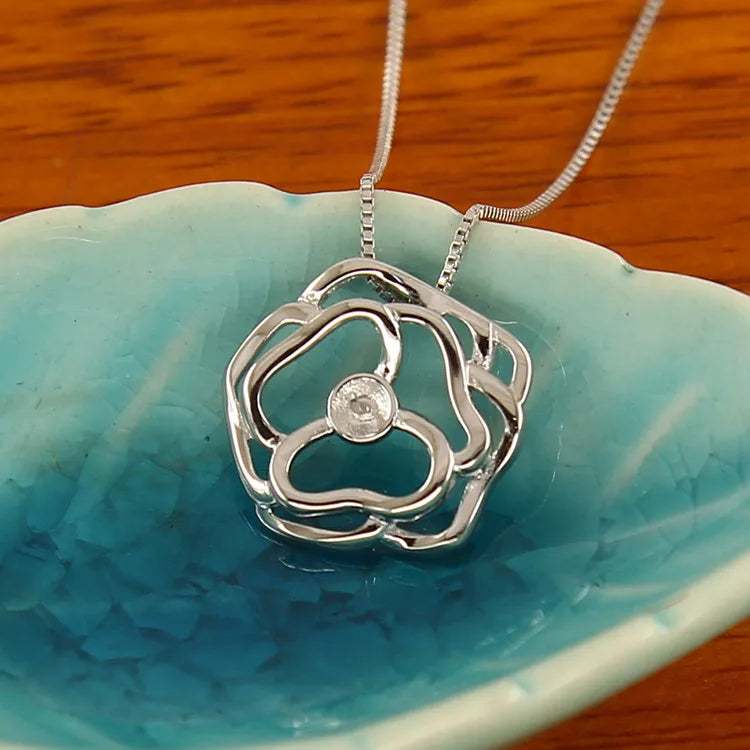 Rose Flower Pendant Base Mountings for Beads Stones 10pcs/lot
