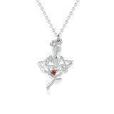 Rose Girl Necklace Sweet S925 Sterling Silver Clavicle Chain Ladies