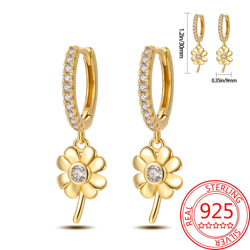 Rose Accessories 925 Sterling Silver Clover K Earrings