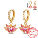 Rose Accessories 925 Sterling Silver Pink Butterfly Earrings