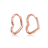 Rose Asymmetric Heart Hoop Earrings Sterling silver Jewelry Earrings For Woman
