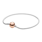 925 Silver Rose Ball Clasp Beaded Bracelet for Essence Collection